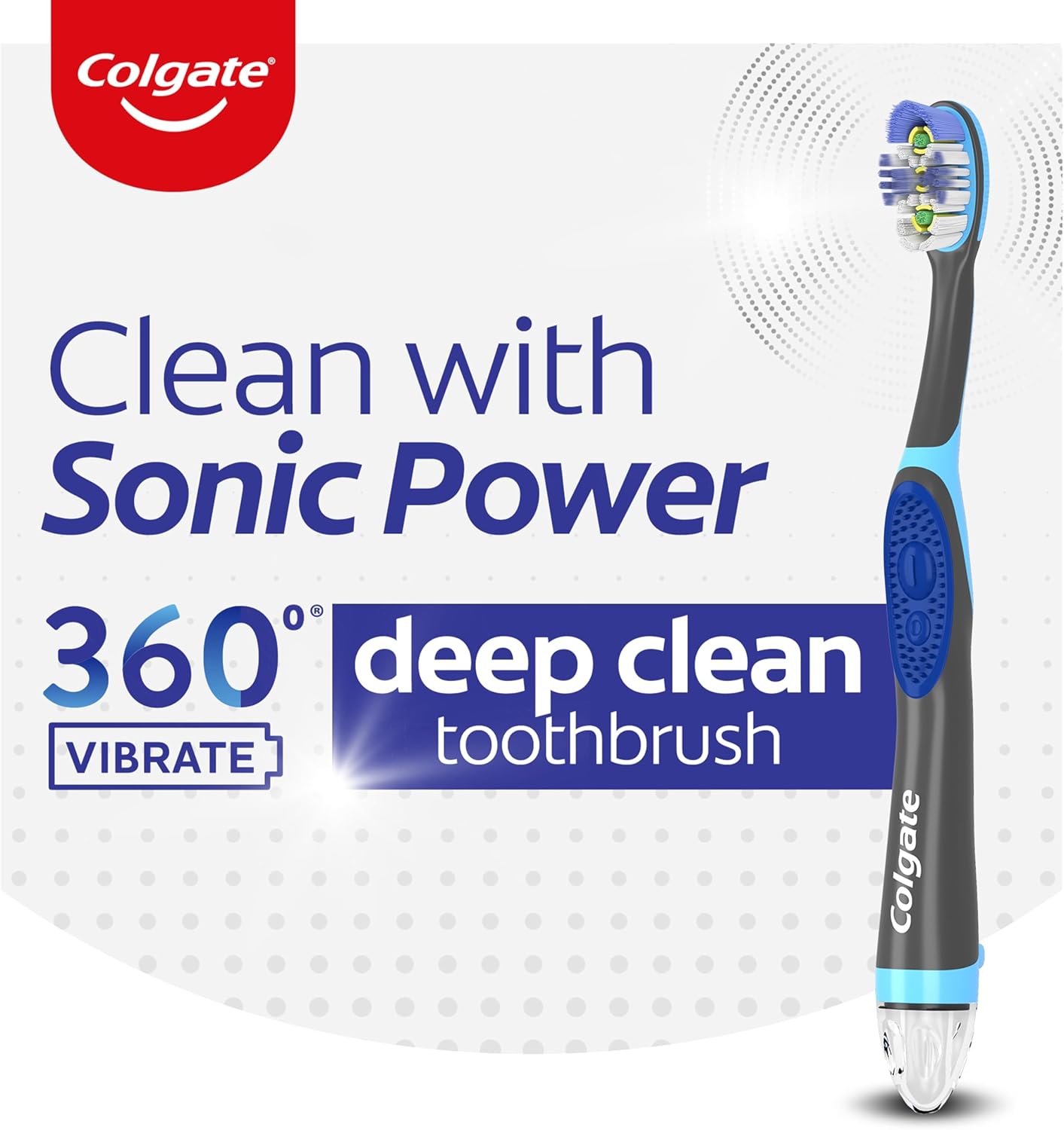 Colgate 360 Vibrate Deep Clean Battery Operated Toothbrush Pack, Disposable Electric Toothbrush with 1 AAA Battery Included, Whole Mouth Clean, 24 Pack