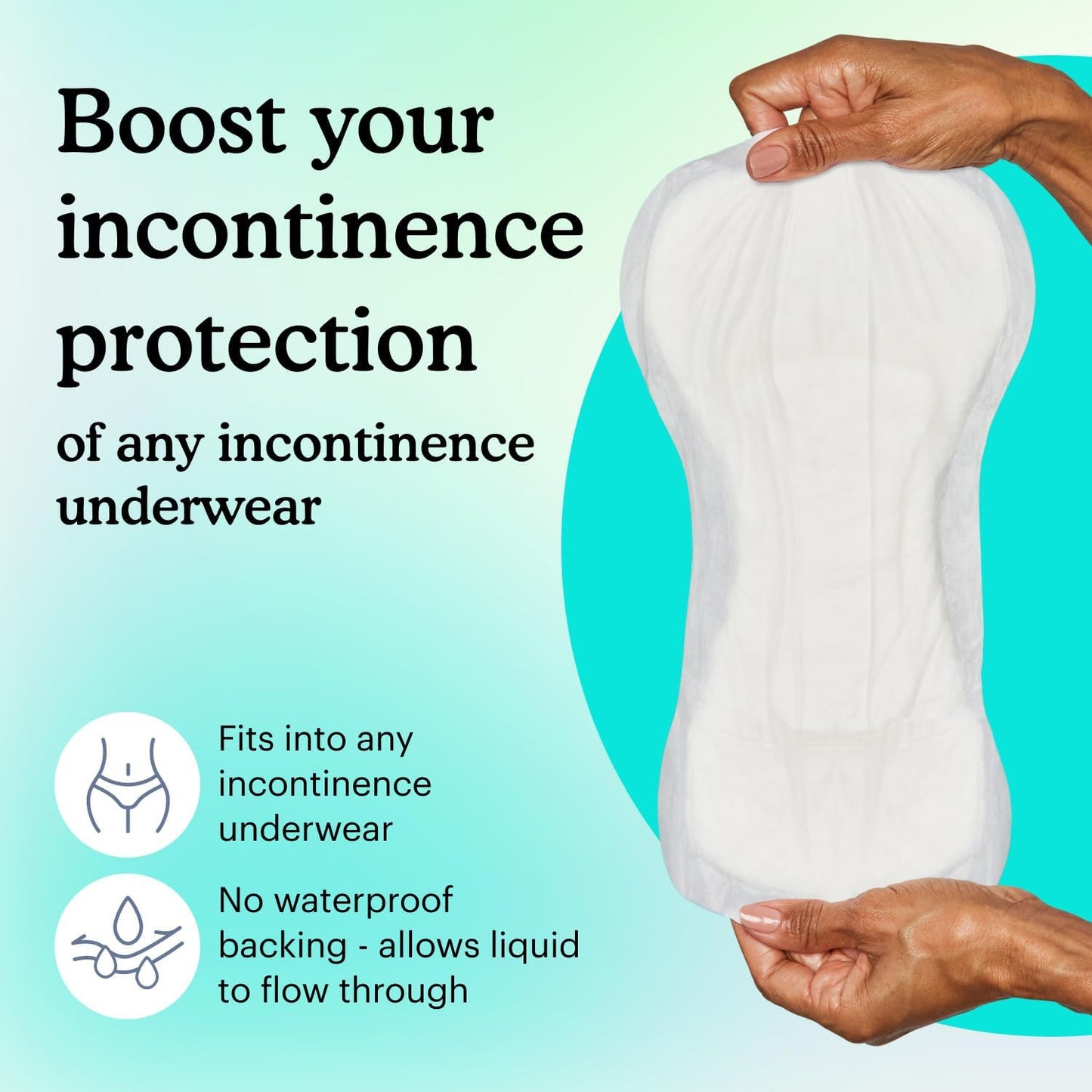 Because Premium Incontinence Booster Pads for Men and Women, Adds 4 Cups Extra Absorbency to Adult Diapers, Super Soft, Adhesive Strip Backing, Unisex, 60 Count (3 Packs of 20)