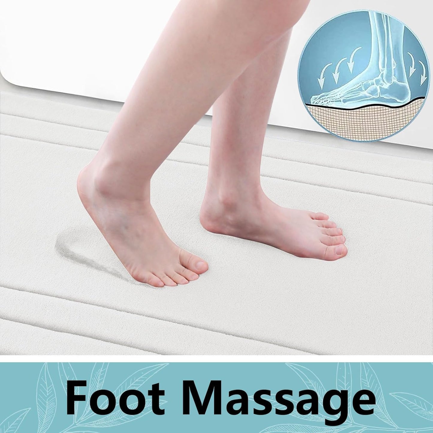 Arotive Memory Foam Bathroom Rug Mat 59x24, Ultra Soft and Absorbent Bath Mat, Machine Wash Dry, Comfortable Bath Rug Carpet for Bathroom Floor, Tub and Shower, Ivory