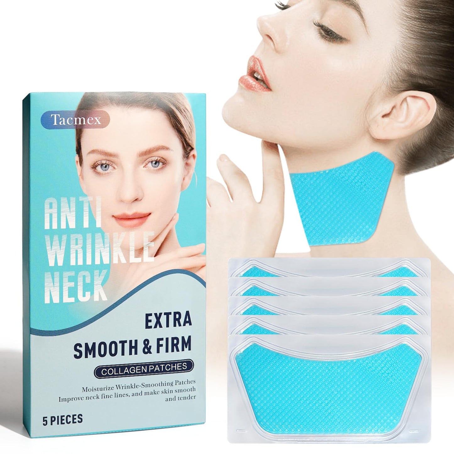 Neck Wrinkle Patches, 5 PCS Neck Tape Lifting Invisible for Firming and Tightening, Anti-Wrinkle Patches to Smoothing Skin