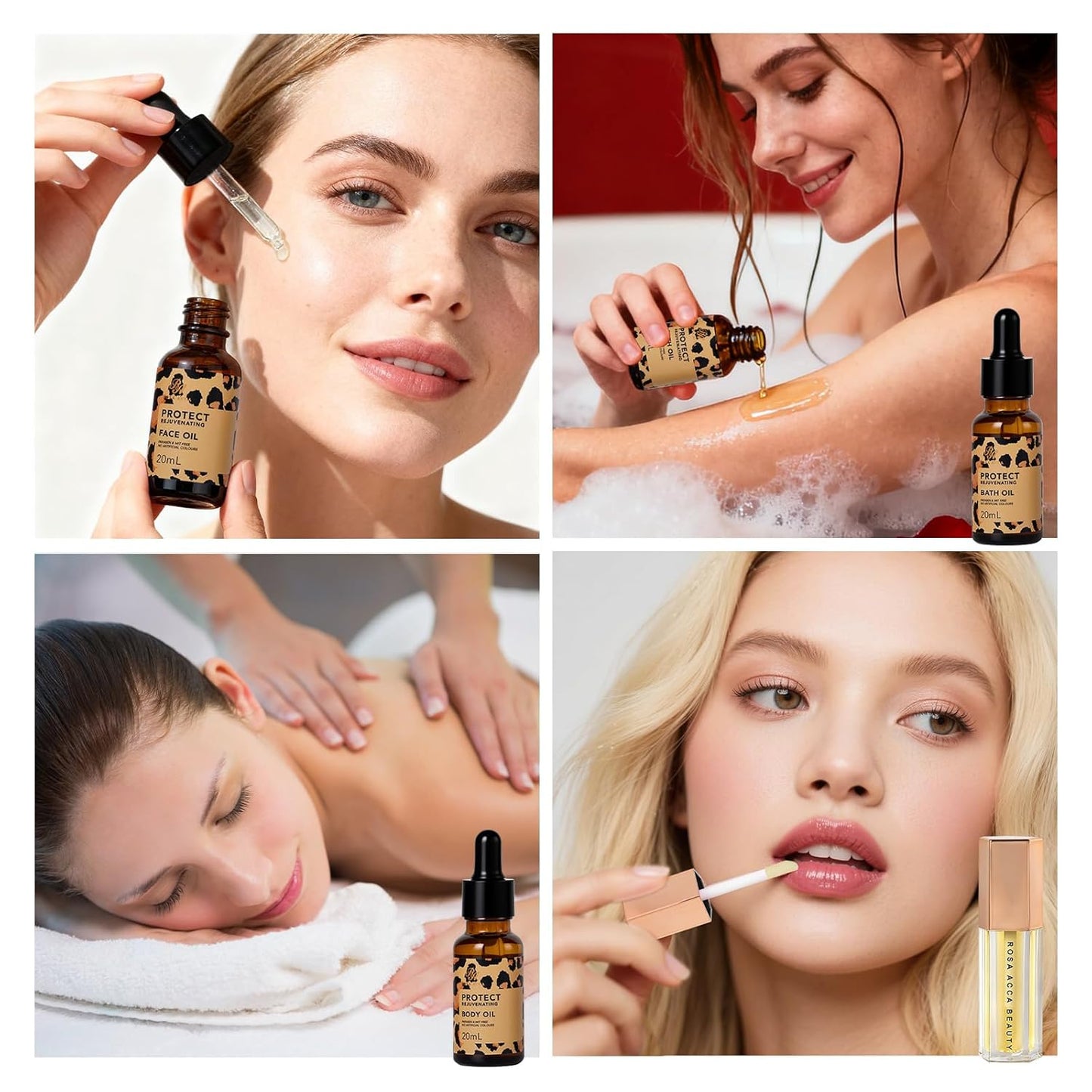 Leopard 32 Pcs Facial Skin Care Set, Spa & Self-Care Gifts, Bath and Body Gifts for Women, Lip Oil, Face Sheet Mask, Bath Oil, Hyaluronic Acid, Birthday, Christmas, Valentines