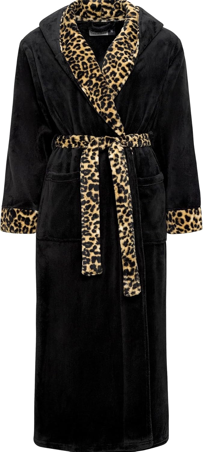 Alexander Del Rossa Womens Robe, Long Plush Bathrobe with Hood, Hooded Robes for Women Plus Size Bath Robe