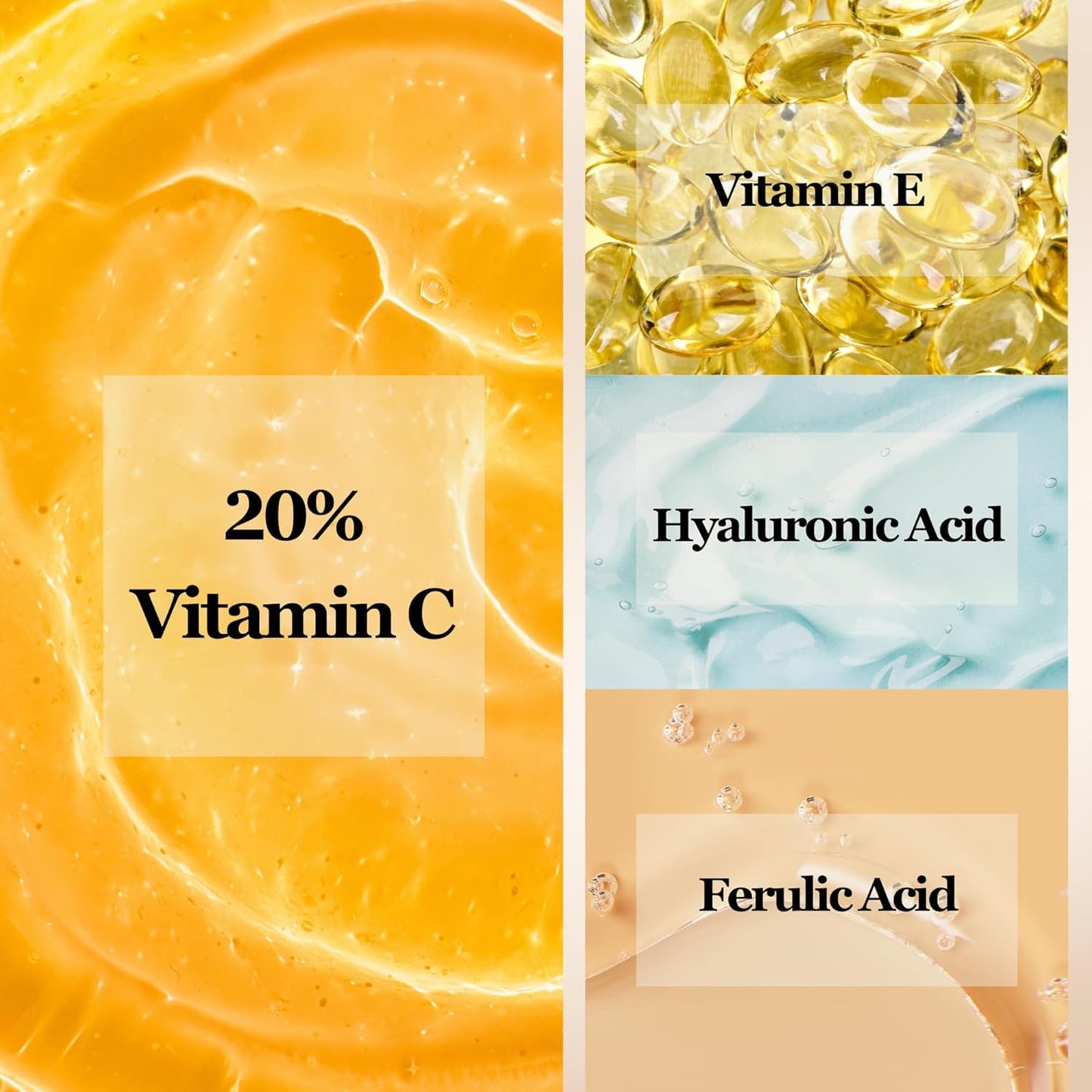 mivida 20% Vitamin C Serum for Face, Anti-Aging & Brightening Serum | W/Hyaluronic & Ferulic Acid, Vit E | Reduces Wrinkles, Fine Lines, Dark Spots & Hyperpigmentation, Maximum Strength Formula, 1floz