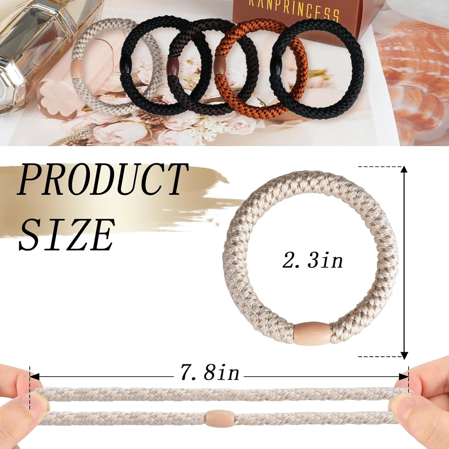 20Pcs Hair Ties For Thick Hair, Strong Stretchy Hair Bands For Women Girls, No Slip Braided Hair Ties No Damage, Ponytail Holders-Exceptionally Secure with Gentle Hold (Set 1)