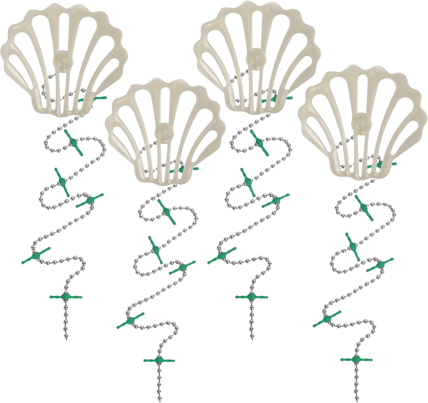 DrainWig Shower Drain Hair Catcher – Disposable White Ocean (4-Pack) – No-Touch Hair Removal for Flat Shower Drains – As Seen on Shark Tank