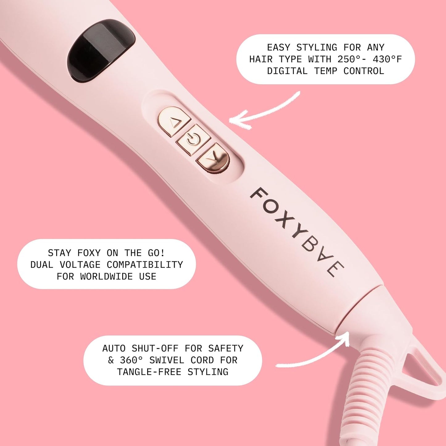 FoxyBae Hot Round Brush Hottie Hot Ceramic Hairbrush 1.5" - Curler & Straightener - Multi-Styler Thermal Brush - Fight Frizz & Add Volume (Blush)