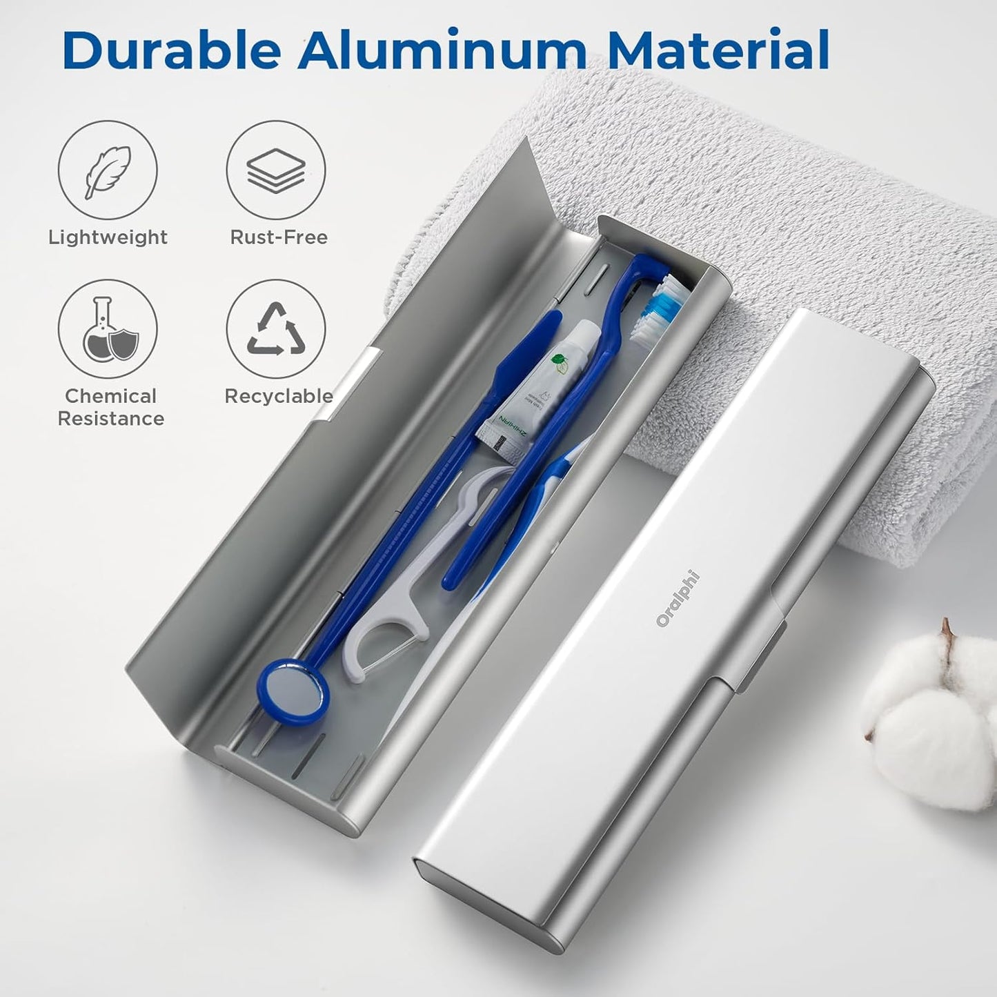 2 Pack Wider Aluminum Toothbrush Travel Case, Portable Travel Toothbrush Holder, Durable Manual Toothbrush Box Container for Traveling, Bathroom, Camping, Business Trip