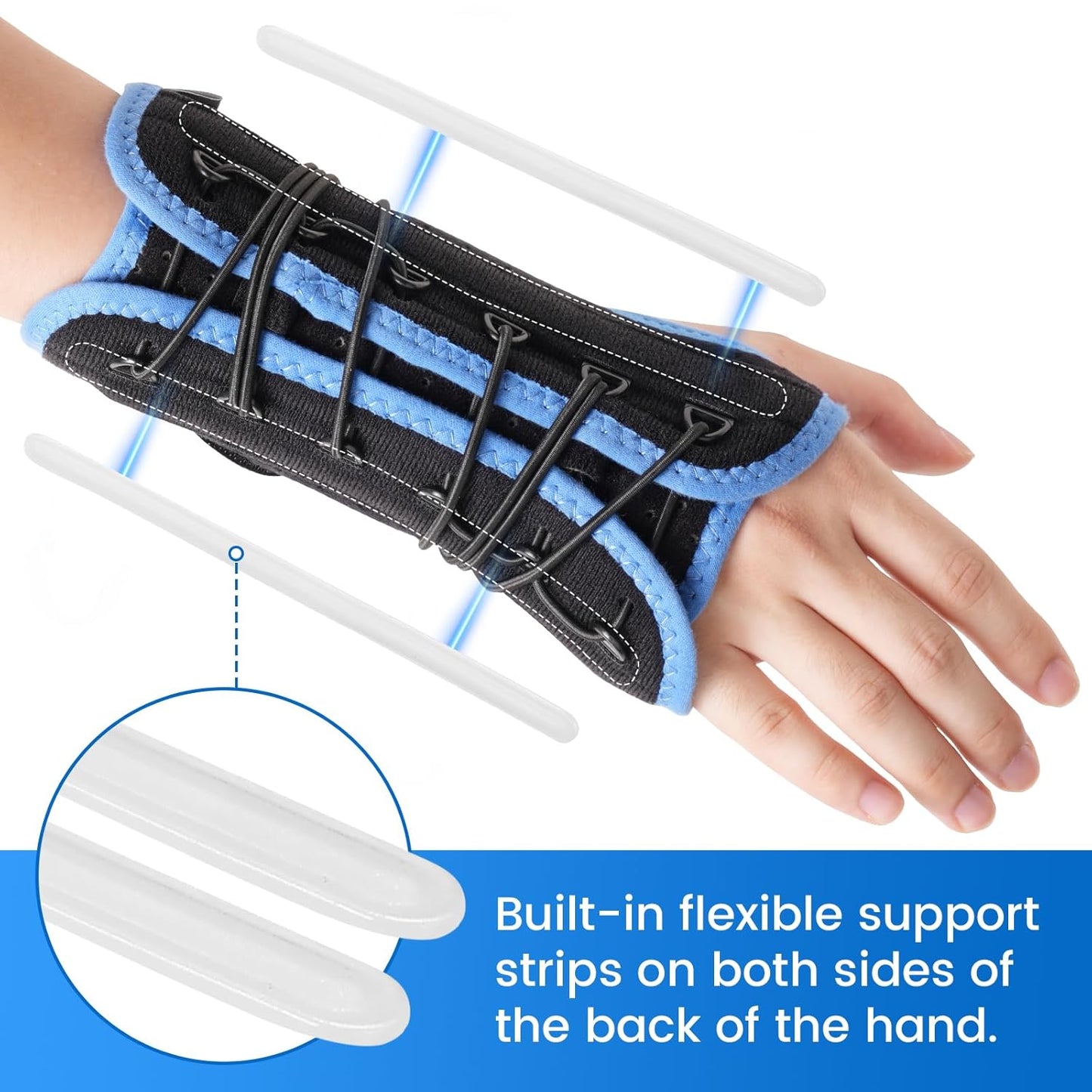 Velpeau Wrist Brace for Carpal Tunnel, Adjustable Elastic Tension Cords with Splints, Night Wrist Support for Arthritis, Tendonitis, Sprain, Injuries, Wrist Pain Relief Women and Men (Left Hand, M)