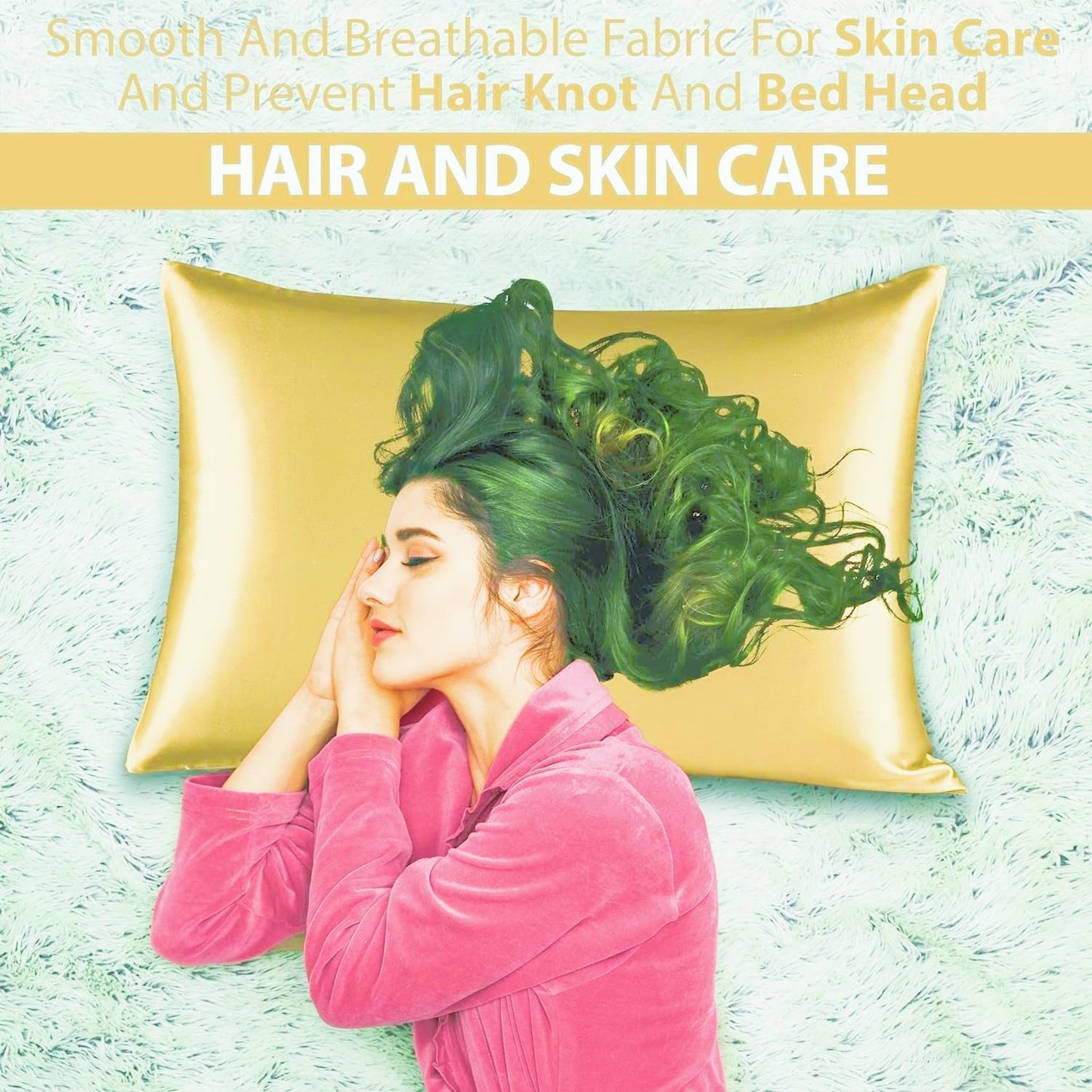 Satin Silk Pillowcase for Hair and Skin, Black Pillow Cases Standard Size Set of 4 Pack Super Soft Pillow Case with Zipper Closure (Champange, Queen(4 Pack))