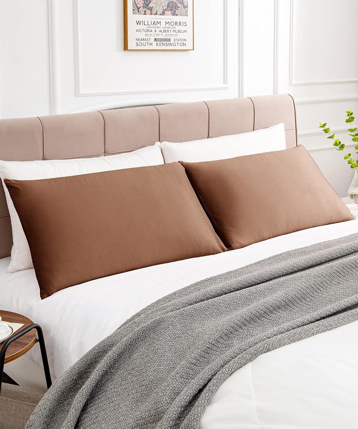 Warmstar Cotton Pillow Cases Standard Size Set of 2, 600 Thread Count Pillowcases 20x26 Inches, Soft Long Staple Cotton Pillowcases Breathable with Envelope Closure,Coffee Brown