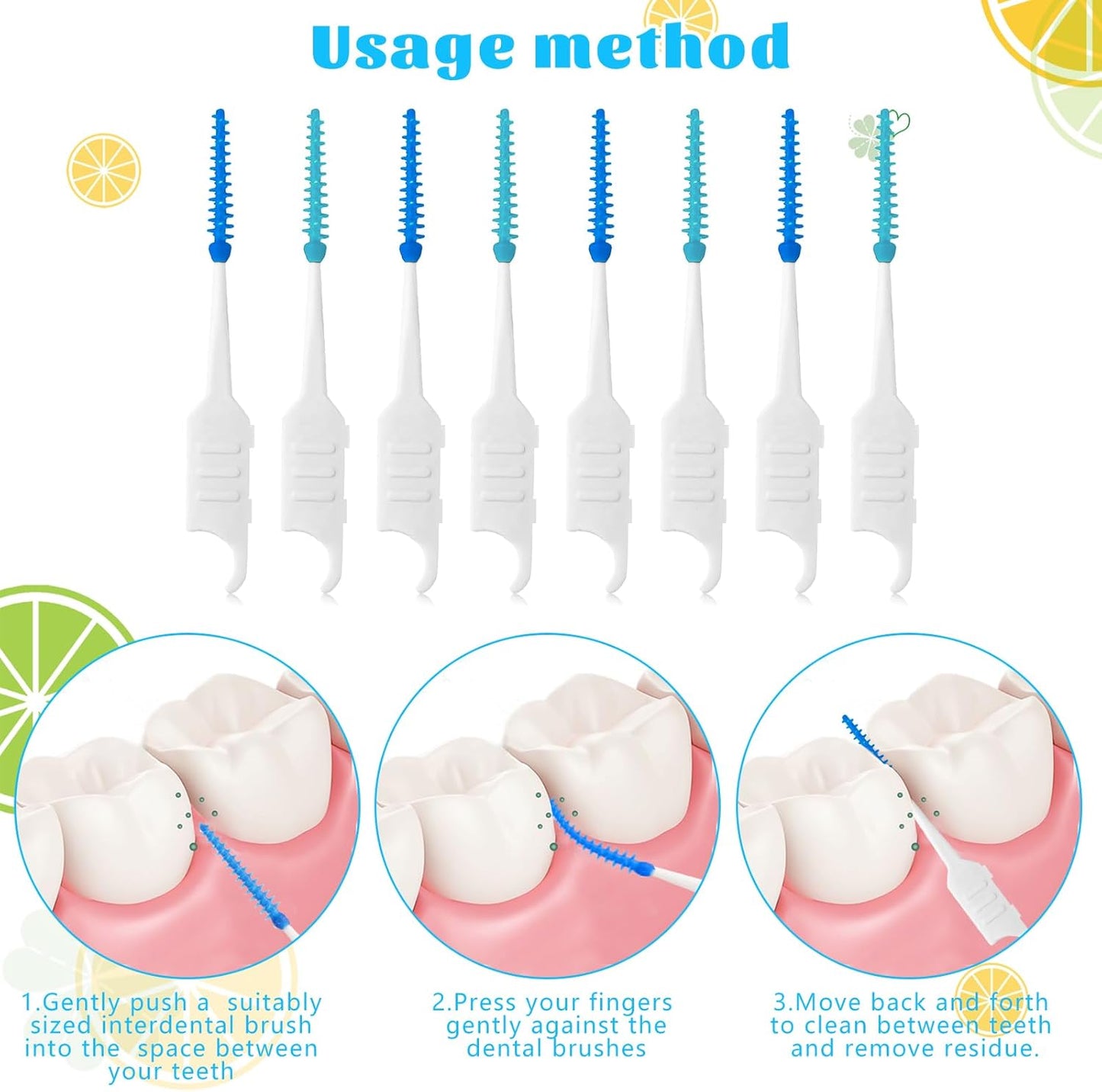 250 Pieces Dental Floss Picks, Silicone Interdental Brushes with Case Dental Brushes Dental Picks Blue Tooth Floss Picks for Teeth Cleaning(Blue,Green)