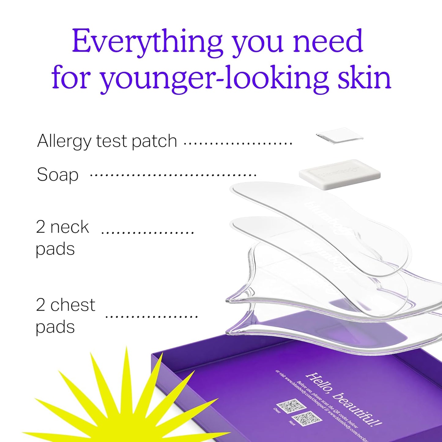 BLUMBODY Chest, Neck Wrinkle Pads – Anti-Wrinkle Silicone Patches Skin Firming, Smoothing – Reusable Overnight Pad – Anti-Aging Crepe Erase Pads – Neck, Décolleté (1-Month Supply)