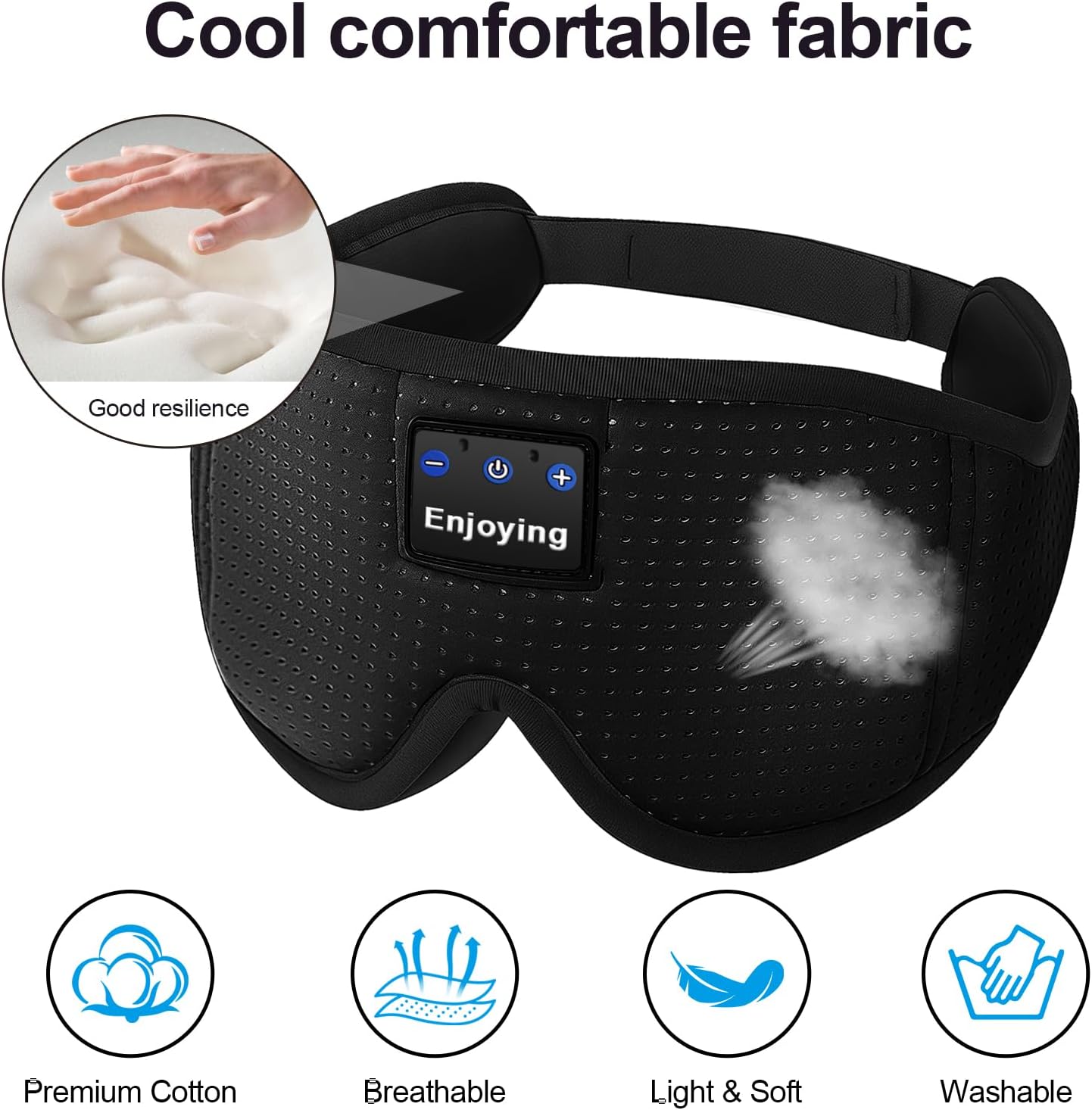 Sleep Headphones, Sleep Mask Bluetooth Wireless Music Eye Mask, Sleeping Mask for Side Sleepers Sleep Mask with 3D Bluetooth Headphones Ultra-Thin Stereo Speakers Perfect for Sleeping (Black)