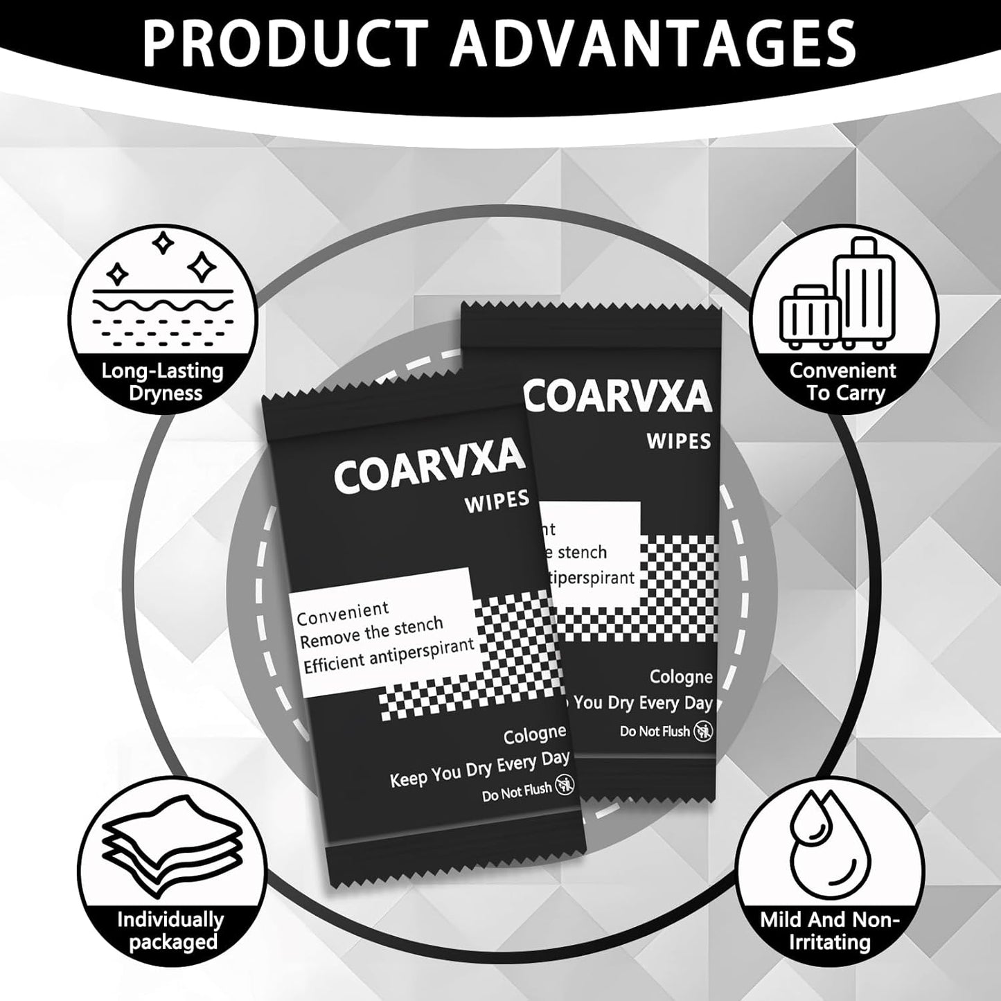 Black Cologne Body Wipes 150 pieces of Fresh deodorant Wipes And Travel To Clean Skin And Travel Deodorant Individually Wrap Hypoallergenic Mini Deodorant For Female Male Teenagers