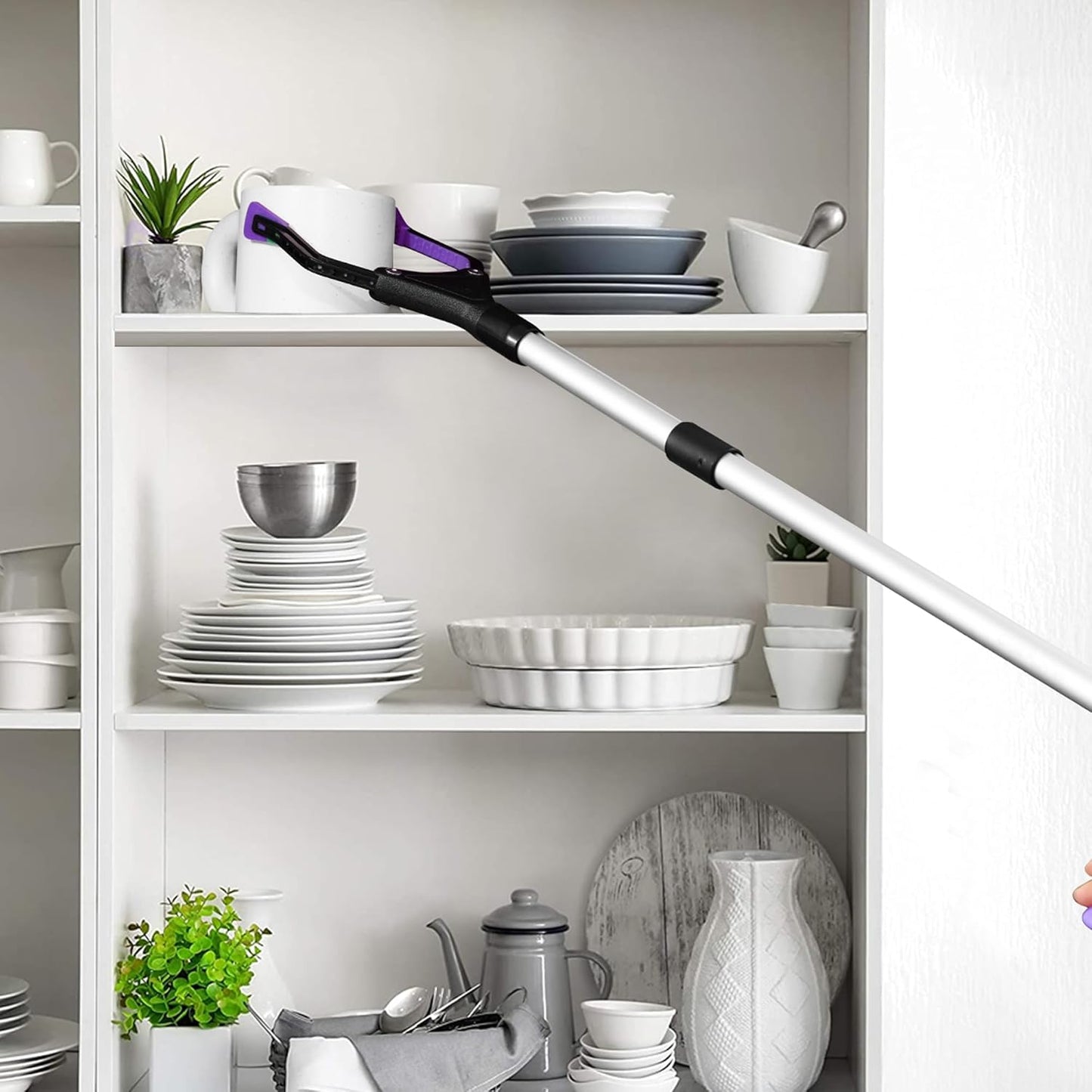 32 inch Foldable GrabRunner Reacher Grabber with Strong Magnetic Tip(Red)