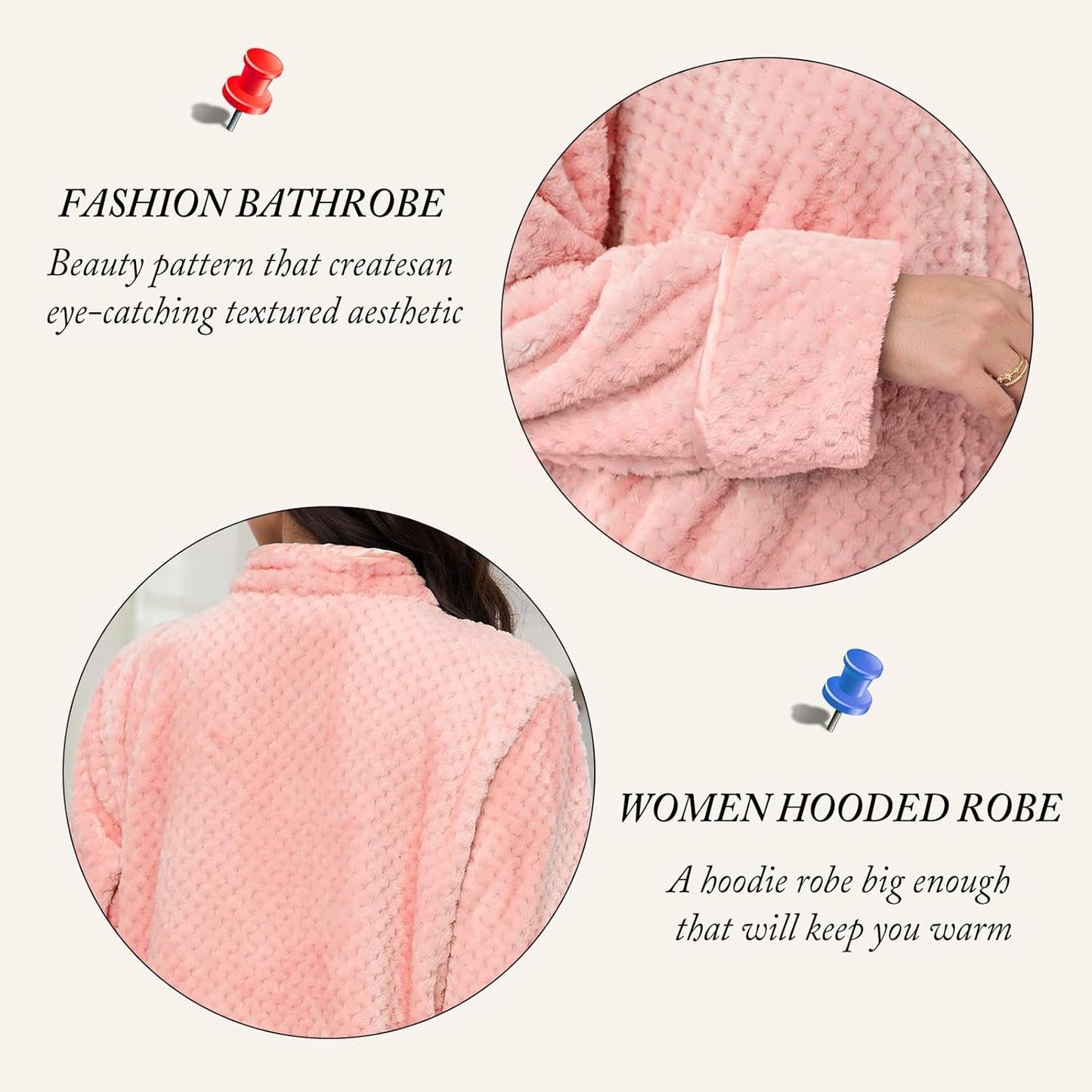 Artfasion Womens Fleece Robe Plush Long Zip Front Bathrobe with Pockets Warm Soft Zippered Bathrobes for Women