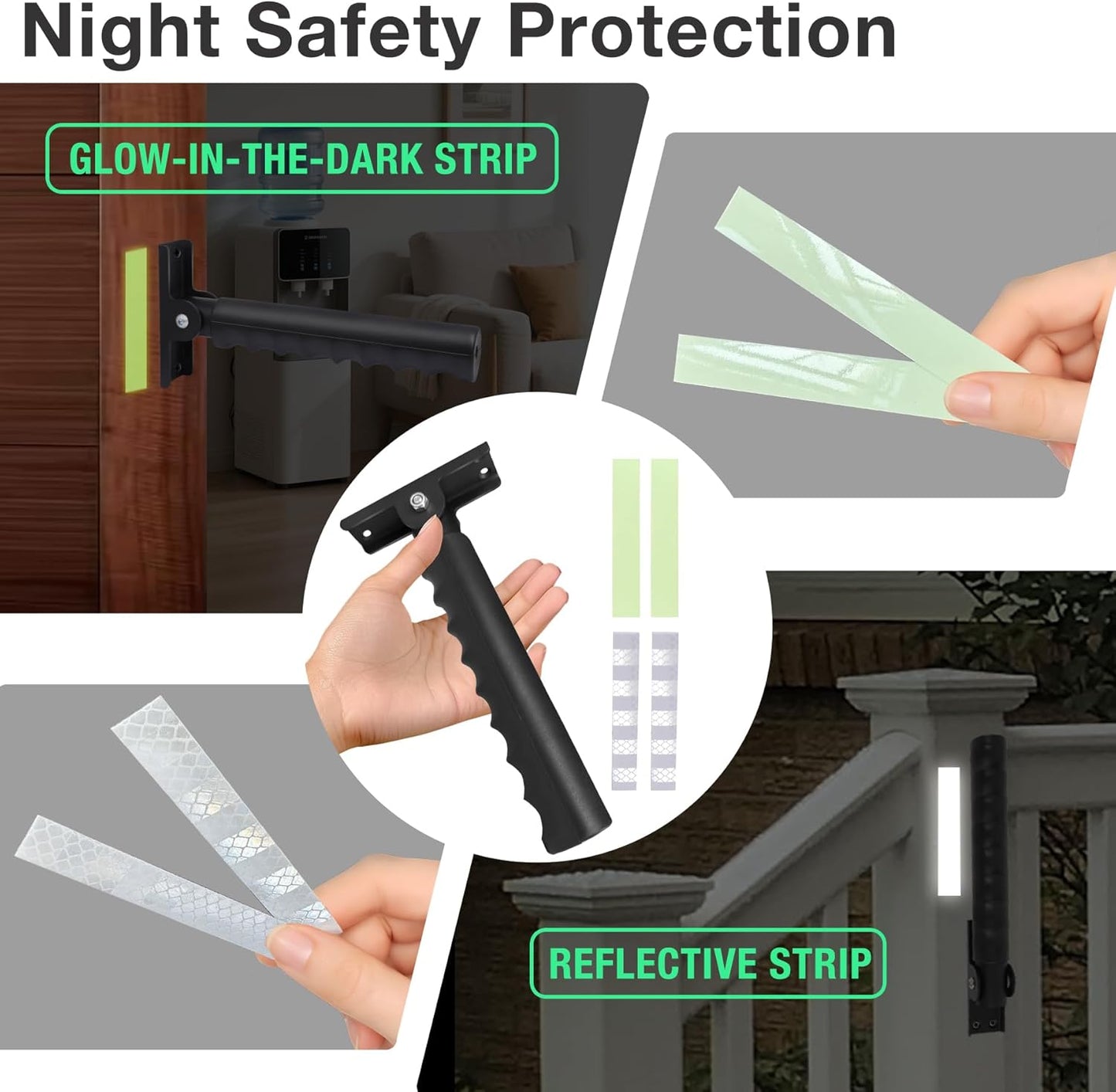 Safety Extended Doorway Flip Assist Handle Grip for Elderly with Reflective & Luminous Stickers Non-Slip Flip Up Grab Bars for Walll/Stairs/Doorframe Folding Doorway Assist Handle for Seniors