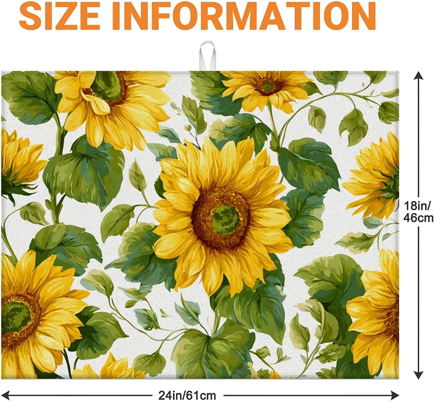 Dish Drying Mat For Kitchen Counter, Summer Sunflowers Microfiber Absorbent Dish Drainer Rack Pad Reusable Large 18x24in Drying Mat