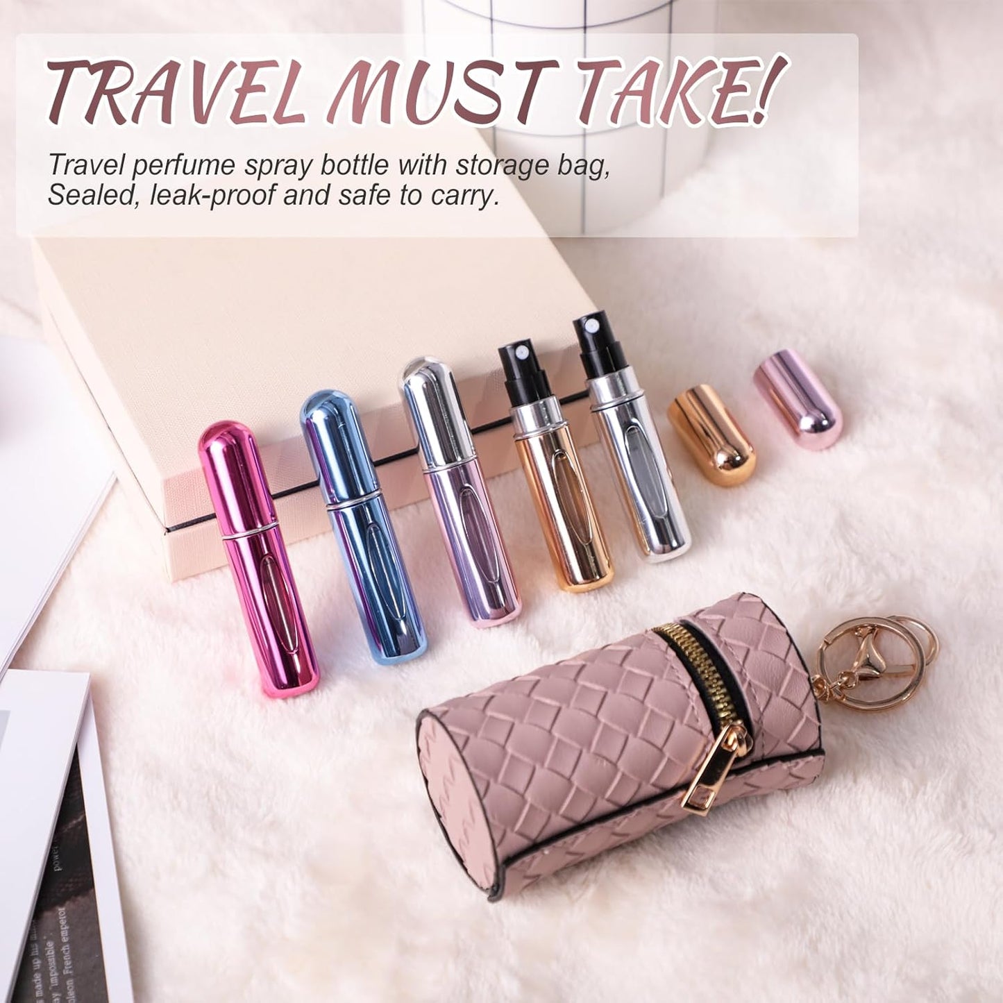 JPNK 5PCS Portable Mini Refillable Perfume Atomizer Bottle, Travel Size Spray Refillable Refill Bottle with bag