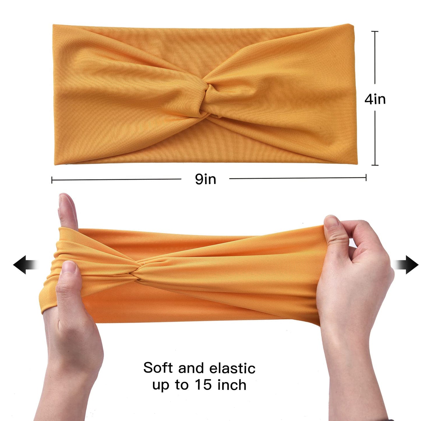 Yeshan 12 Pack Wide Twist No Slip Turban Stretchy Criss Cross Yoga Workout Sport Hair Bands Solid Color Bandana Headbands