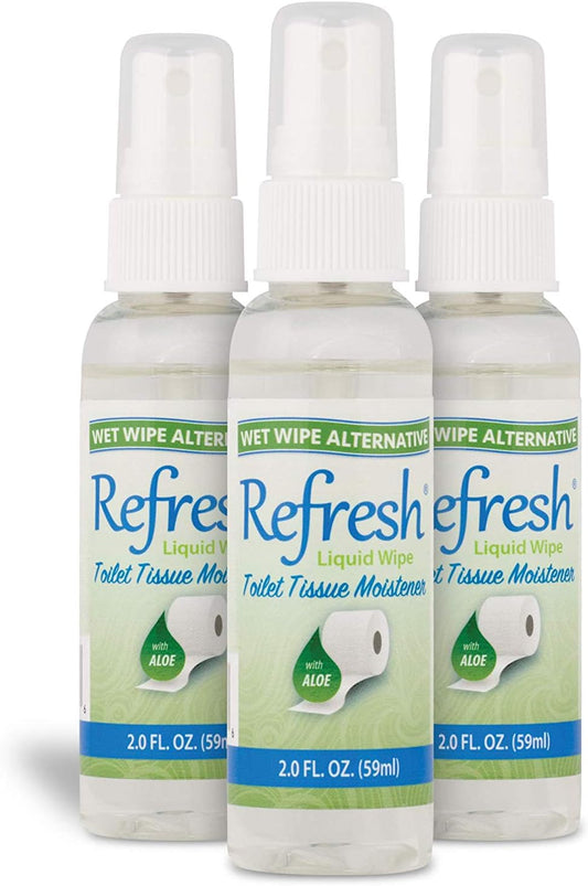 Refresh Liquid Wipe: Toilet Paper Spray. Eco-Friendly Wet Wipe Alternative. Cleanses and Soothes with Witch Hazel and Aloe. Plumbing and Septic Safe. 2 Fl Oz (3 Pack).…