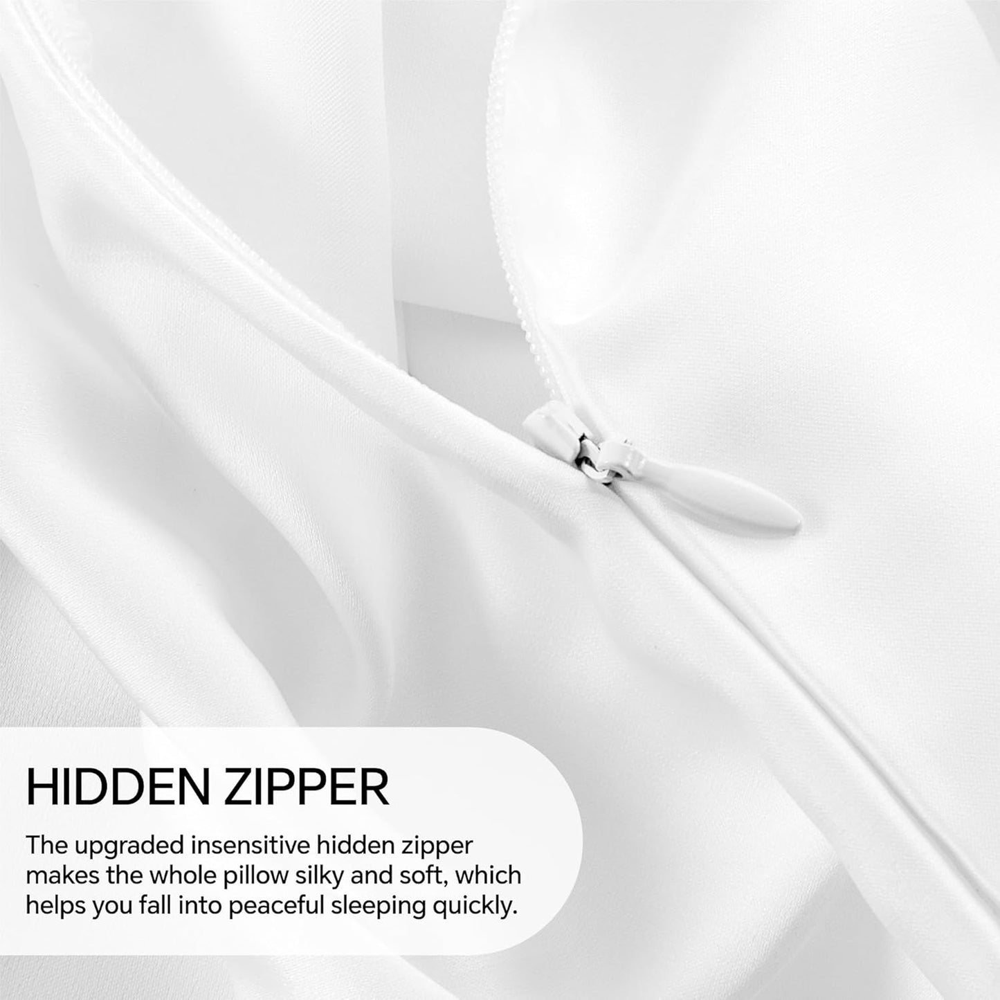 INFIIXSO Mulberry Silk Pillowcase 2 Count, Silk Pillow Cases Queen Size Set with Hidden Zipper 20x30 Inches, Ultra Smooth and Soft Cooling Pillow Cases for Hot Sleepers (White, 2 Count)