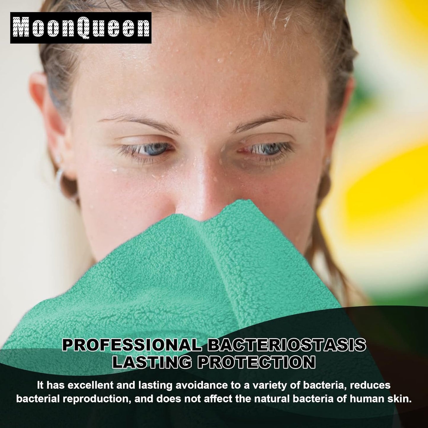 MOONQUEEN Microfiber Facial Cloths Fast Drying Washcloth 12 Pack - Premium Soft Makeup Remover Cloths - Aqua Green