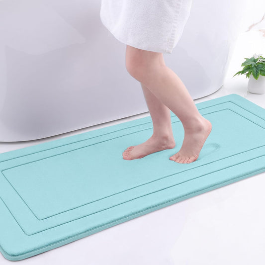 Arotive Memory Foam Bathroom Rug Mat 54x24, Ultra Soft and Absorbent Bath Mat, Machine Wash Dry, Comfortable Bath Rug Carpet for Bathroom Floor, Tub and Shower, Sky Blue