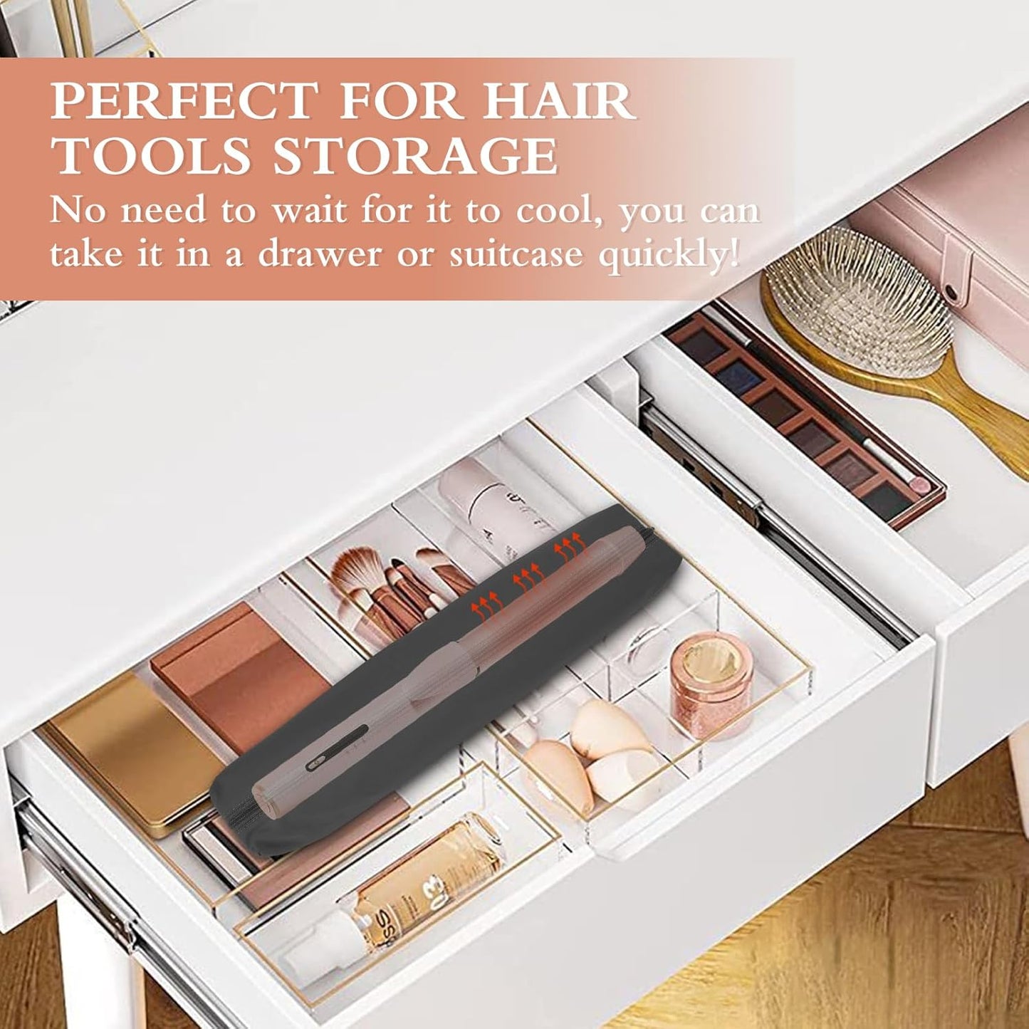 Professional Hot Hair Tools Organizer Bag Portable Travel Heat Resistant Storage Case Pouch for Curling Irons, Flat Irons, Hair Straightener and Styling Tools(17.7" x 3.2"x 3.2")