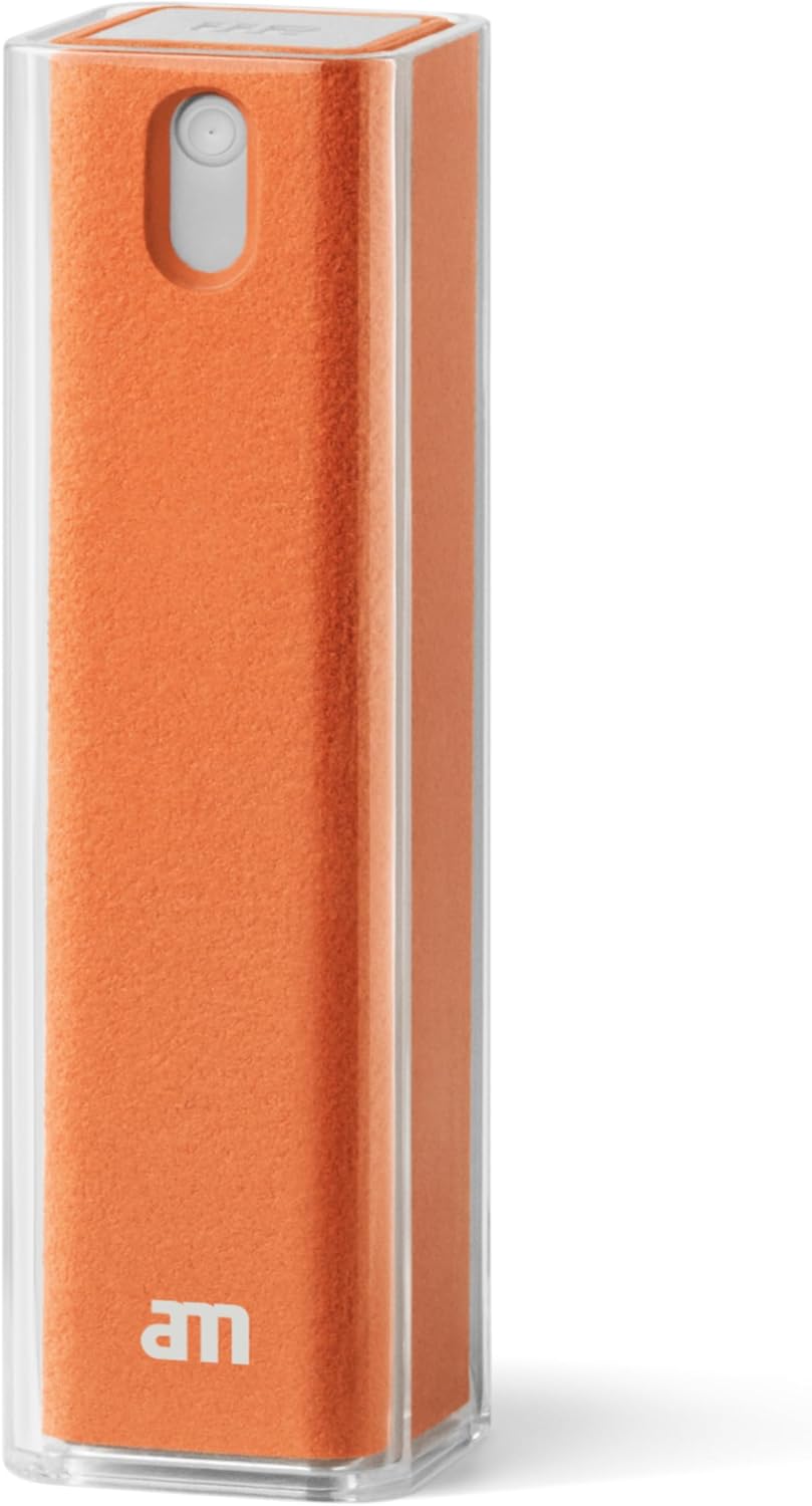 am Screen Cleaner Mist Spray with Microfiber Cloth Around – Alcohol-Free, Streak-Free Screen Cleaning Kit for Smartphones, Tablets, Laptops, Smart TVs & Car Screens, 1 Pack, Orange