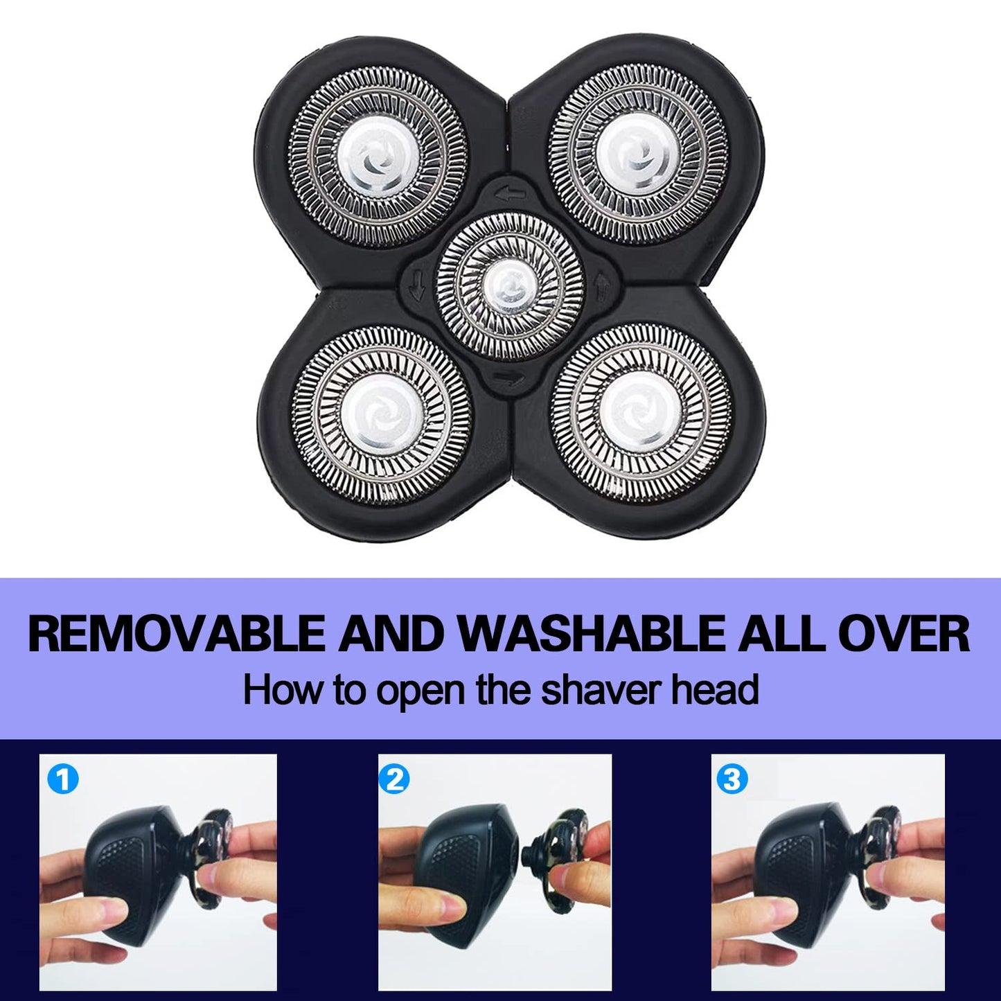 5 Blades Shaver Replacement Heads for Bald Men Easy to Clean Electric Shaver with Blade Cover