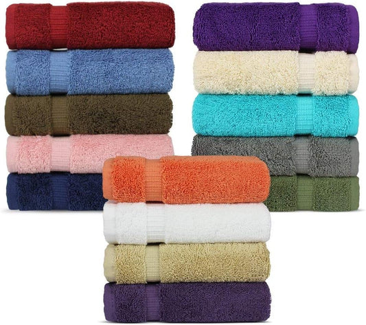 Chakir Turkish Linens Hotel & Spa Quality, Highly Absorbent 100% Cotton Turkish Washcloths (2 X 6 Random Colors - Set of 12)
