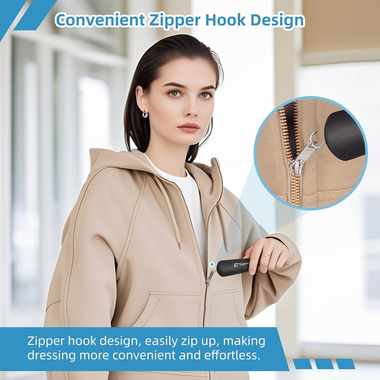 Button Hook and Zipper Pull One Hand Buttons aids Button Assist Device