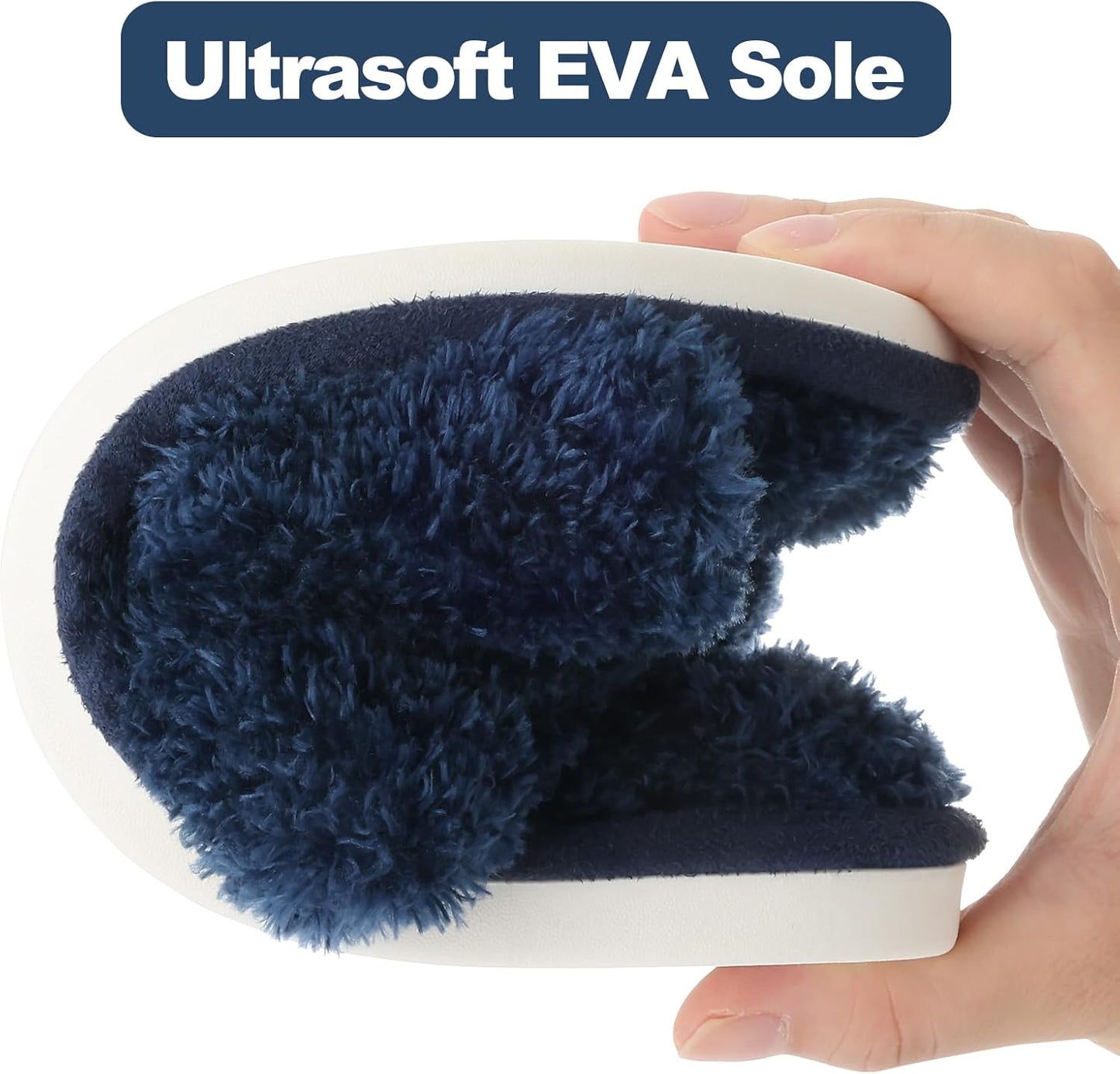 Evshine Women's Fuzzy Slippers Cross Band Memory Foam House Slippers Open Toe