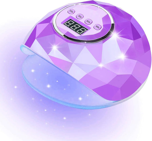 AIJIMEI Diamond Purple Nail Lamp Nail Dryer Nail Tools LED Gel Nail Lamp 86W Gel Nail Light Nail Polish Dryer for Professional and Beginner (Purple Diamond)