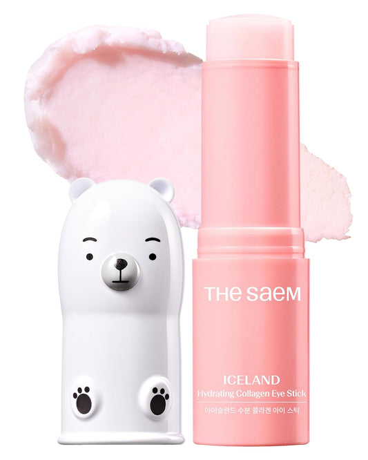 THESAEM Iceland Hydrating Collagen Eye Stick 0.38 oz - Anti-wrinkle Moisturizing Eye Balm for Saggy Skin – Under Eye Treatment - Balm to Smooth Skin Texture - Rose Scent