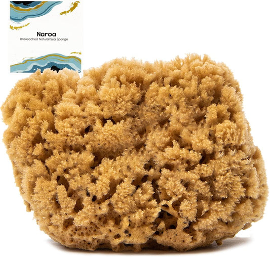 Naroa Massage Natural Shower Sponge X Large | Unbleached Body Scrubber Puff | Bath Sea Loofah for Healthy Skin | Sustainable Plastic Free