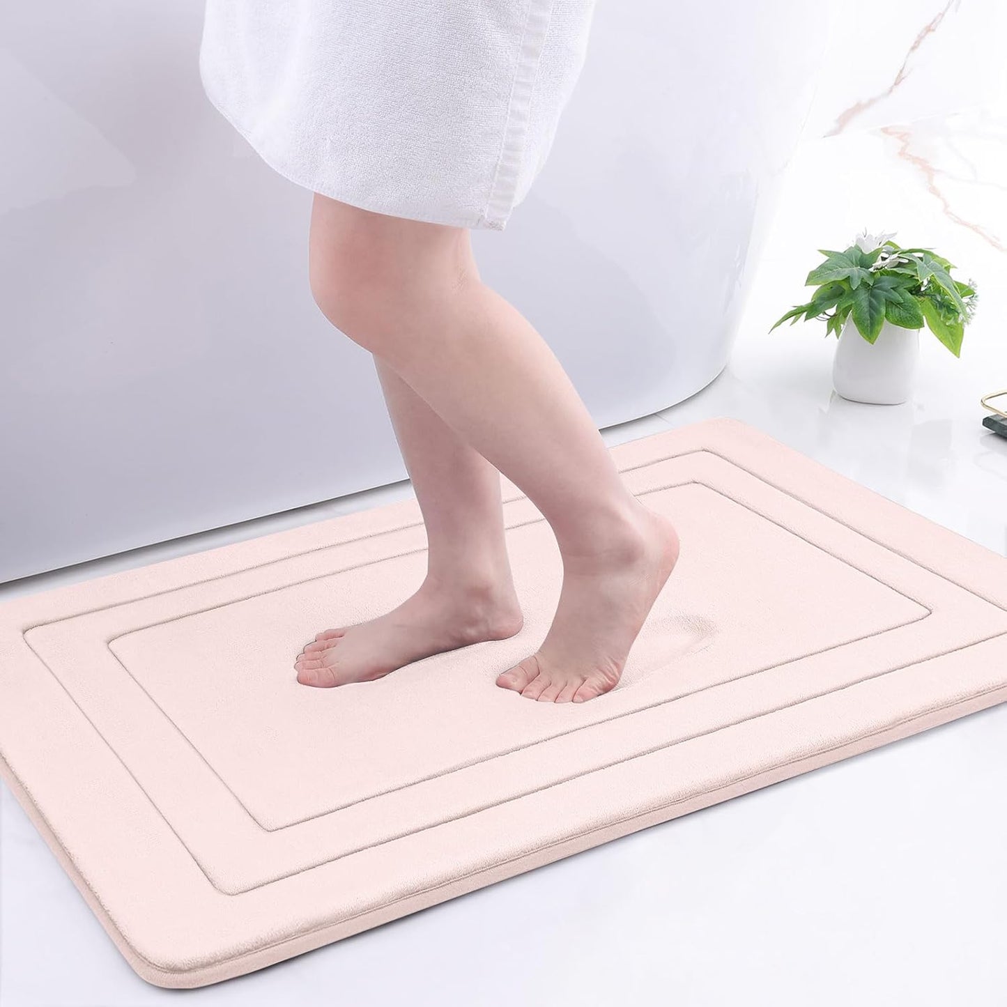 Arotive Memory Foam Bathroom Rug Mat 36x24, Ultra Soft and Absorbent Bath Mat, Machine Wash Dry, Comfortable Bath Rug Carpet for Bathroom Floor, Tub and Shower, Pink