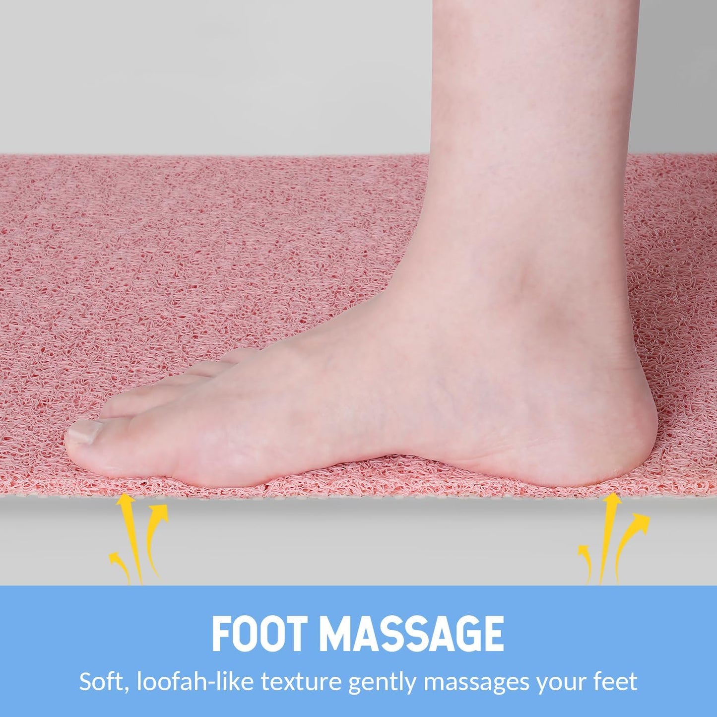 Non-Slip Bathtub Mat, Anti Slip Shower Mat, Fast Drying Bathtub Mats, Foot Scrubber Mat, Anti Slip Mat for Tub, Floor, Bathroom, Kitchen, Home, Hotel (Pink 24"×24")