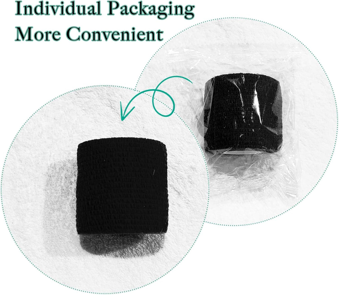 100 Rolls Self Adhesive Bandage Wrap 2 inch Cohesive Bandage Wrap Stretch Bandages Wraps Tape Black Elastic Self-Adherent Tape for Wrist Ankle Sports Swelling Sprains