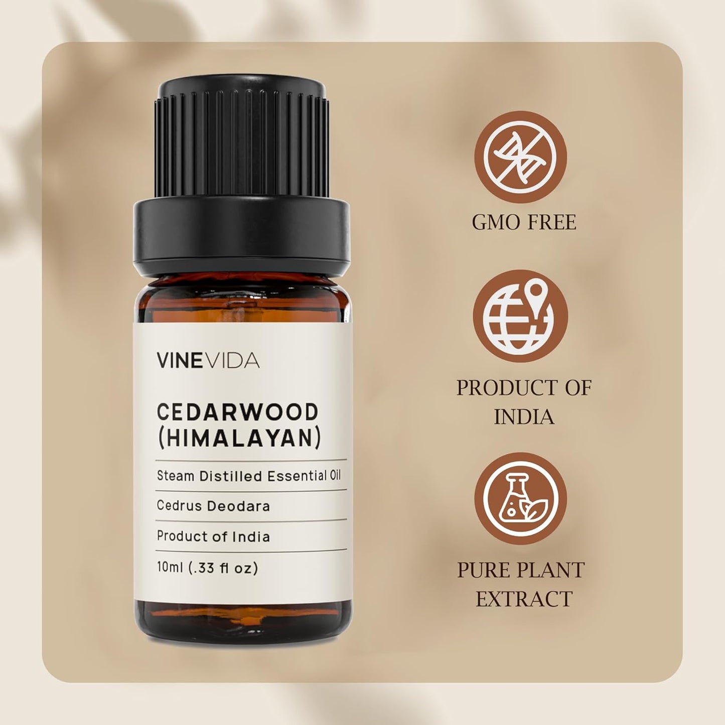 VINEVIDA Cedarwood Himalayan Essential Oil - Undiluted - 10ml Bottle - DIY Candle Scent and Soap Making
