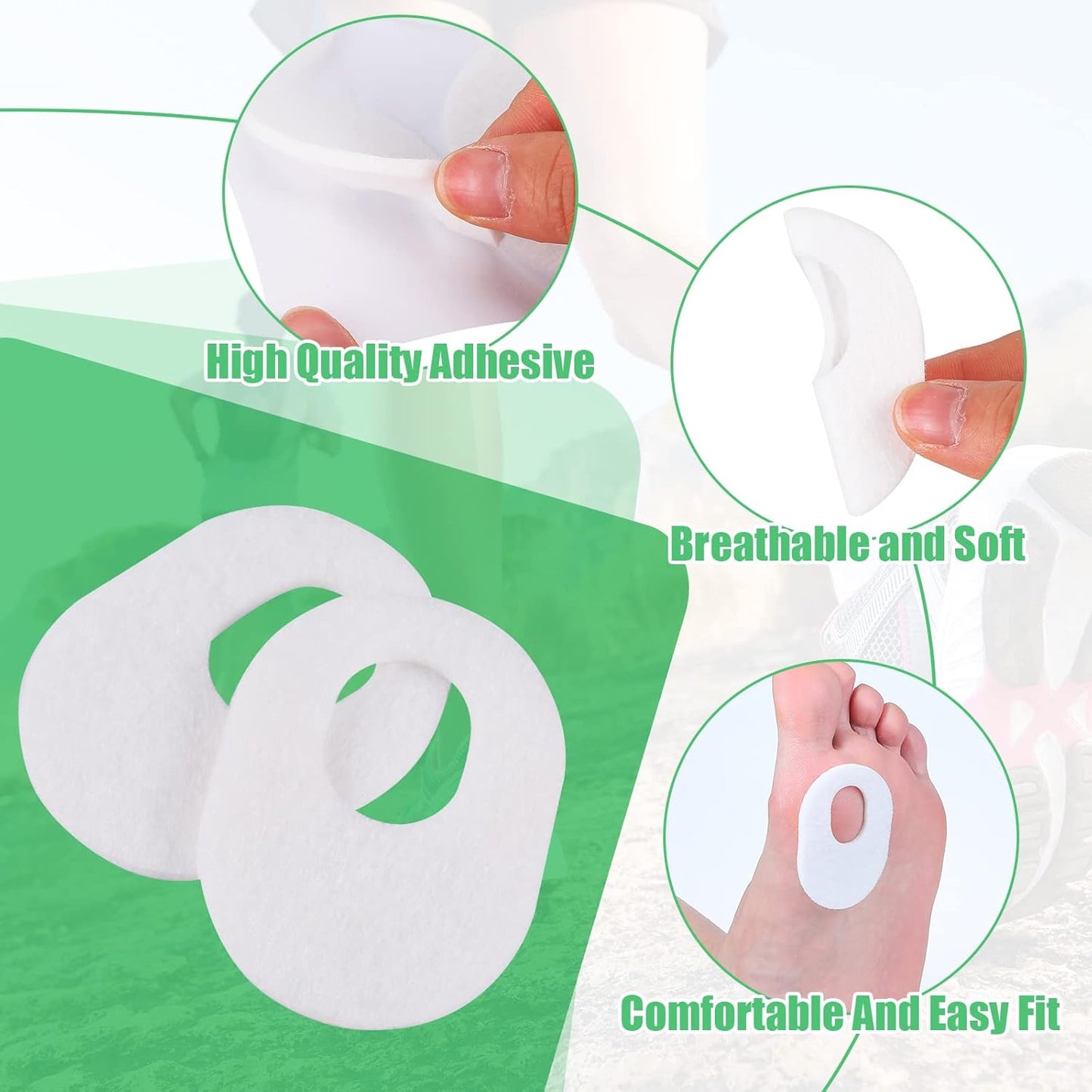 WILLBOND 60 Pcs Callus Pads Soft Felt Callus Oval Shape Corn Pads for Bottom of Foot Adhesive Foot Corn Cushion for Men and Women Feet Toes Heel Pain Relief (White)