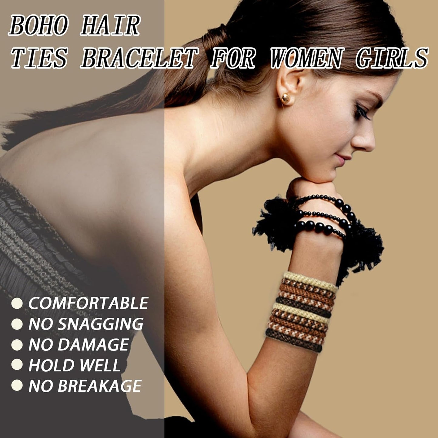 20Pcs Hair Ties For Thick Hair, Strong Stretchy Hair Bands For Women Girls, No Slip Braided Hair Ties No Damage, Ponytail Holders-Exceptionally Secure with Gentle Hold (Set 2)