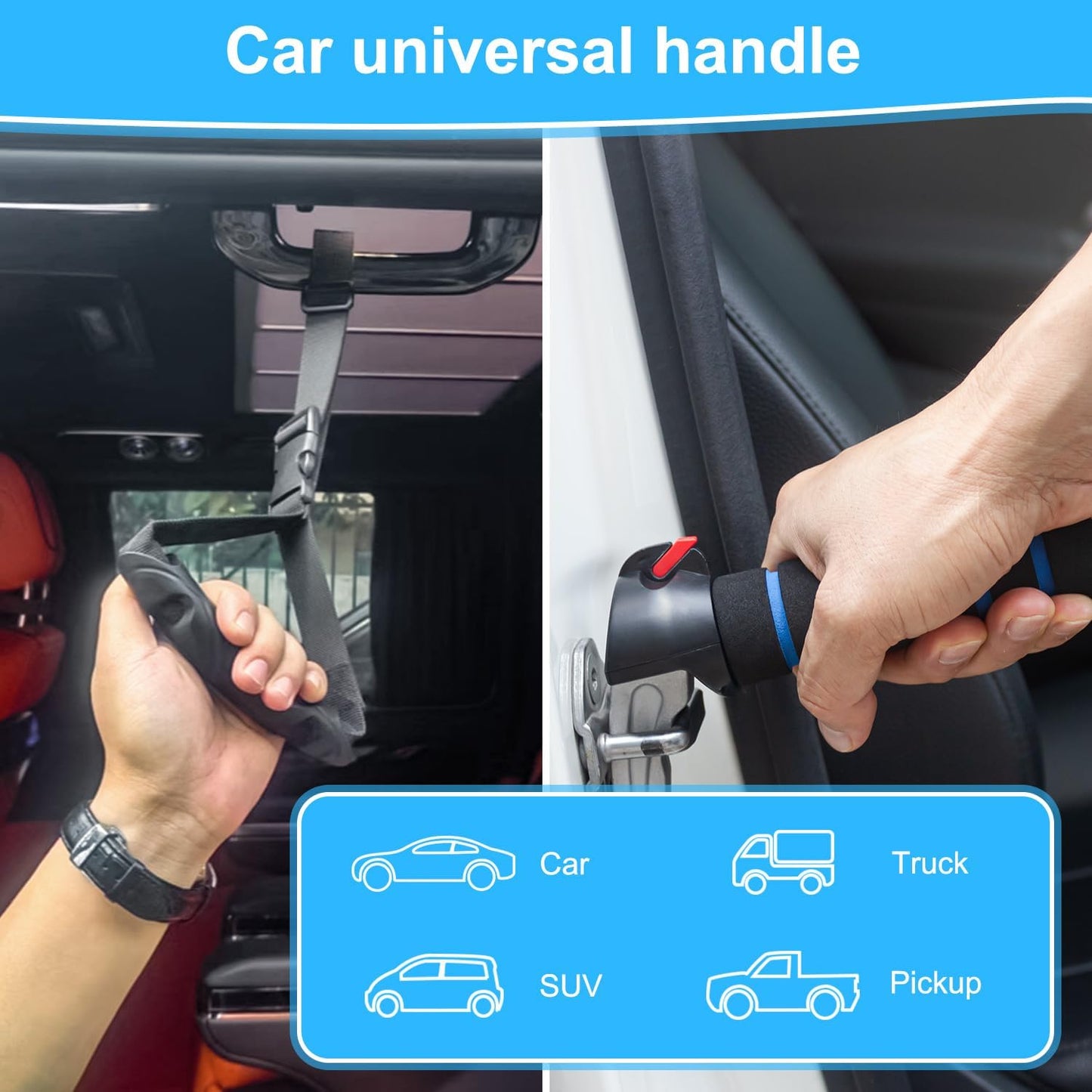 3 in 1 Car Door Handle for Elderly-Car Handle Assist - Vehicle Support - Standing Mobility Aid Tool -Door Latch for Seniors