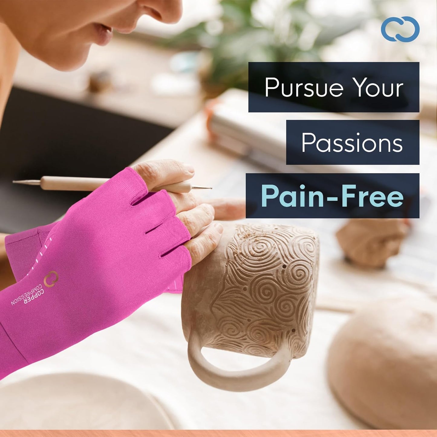 Copper Compression Arthritis Gloves | Fingerless Arthritis Carpal Tunnel Pain Relief for Men & Women | Hand Support Wrist Brace for Neuropathy, Rheumatoid, Tendonitis, Swelling, Crocheting, Typing Pink XS