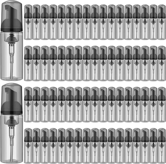 70 Pcs 2 oz Plastic Foam Soap Dispensers Refillable Lash Shampoo Bottles with Pump Mini Eyelash Cleaning Foam Bottle Dispenser for Refillable Travel Cosmetics (Gray)