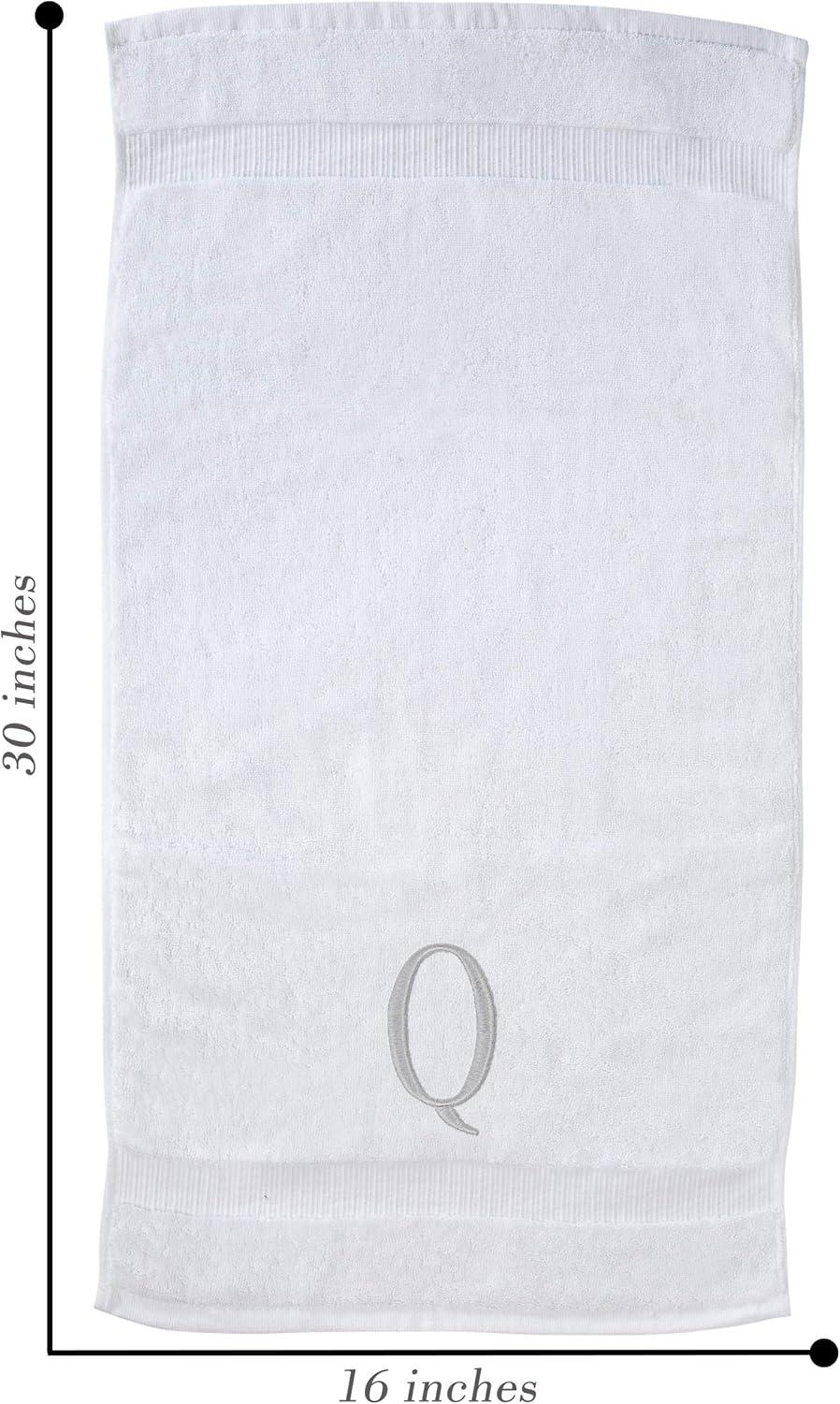 Monogrammed Hand Towels for Bathroom - Luxury Hotel Quality Personalized Initial Decorative Embroidered Bath Towel for Powder Room, Spa - GOTS Organic Certified - Set of 2 Letter Q