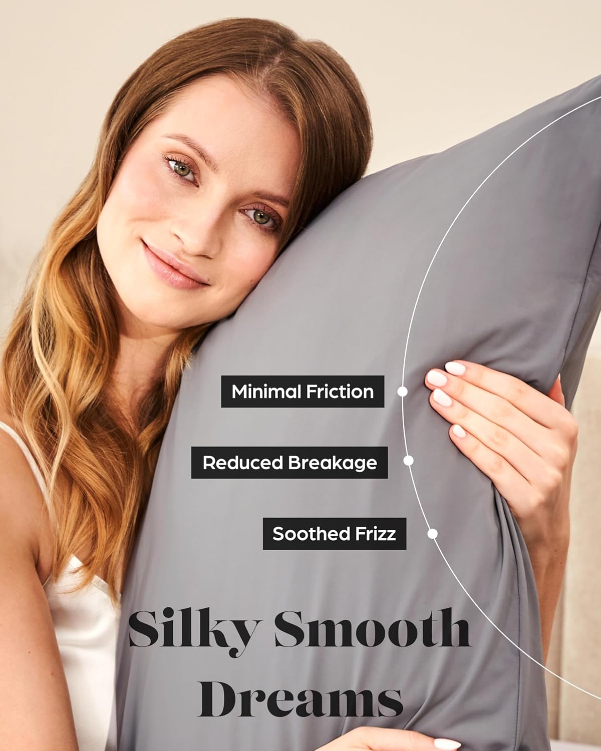 Lavish Comforts® Cooling Pillow Cases for Hot Sleepers – Cool, Ultra-Soft Pillow Cases for Acne & Frizz, Anti Acne Pillow Case, Antimicrobial, Alternative Silk Pillow Cases– Queen Dark Gray Set of 2