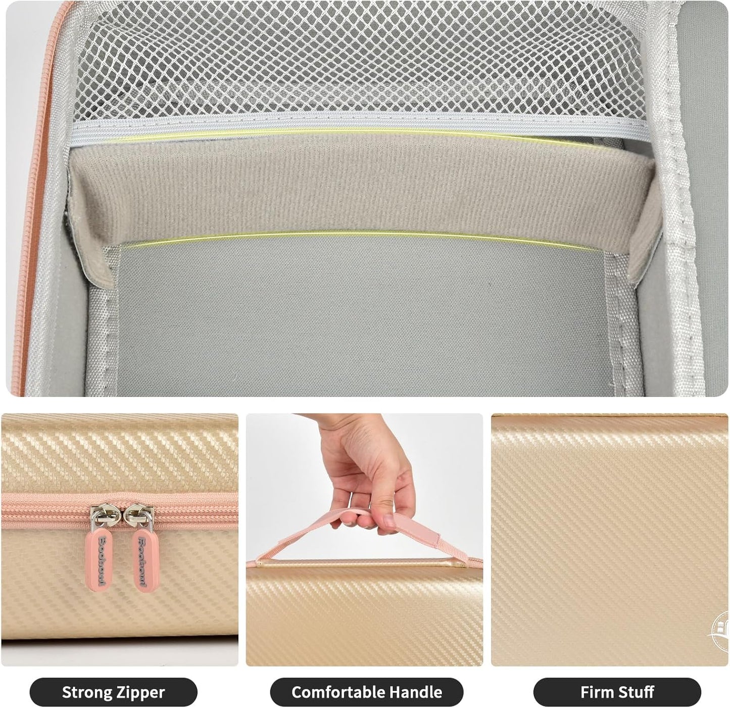 Boobowl Barber Accessories Bag for Clippers and Supplies, Mens Hair Trimmers Box, Portable Clipper Storage Holder for Hair Cutting, Guard Grooming Kit and Barbers Supplies (Bag Only)- Gold