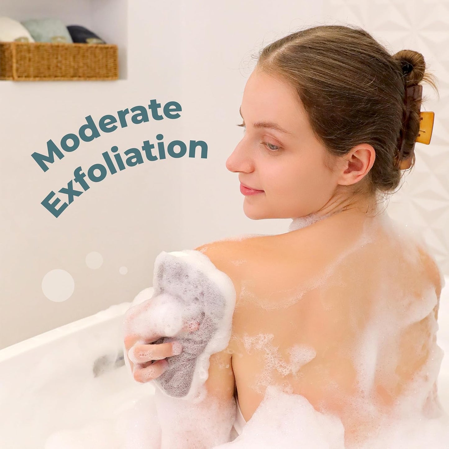 myHomeBody Dual-Texture Shower Sponge, Beauty Body Scrubber Exfoliator for Women, Exfoliating Loofah for Men, 2pc